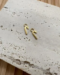 Alternative view of Candy Cane Charm-Gold