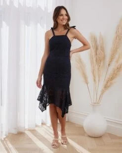 Lara Midi Dress - Navy