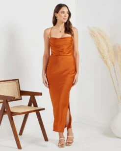 Diane Dress-Rust -Twosisters The Label TS758 Rust Twosisters The Label Diane Dress Rust 03