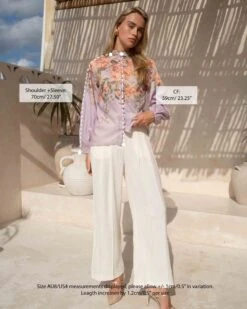 Rosa Satin Top - Purple Floral Print -Twosisters The Label TS891 PP 1