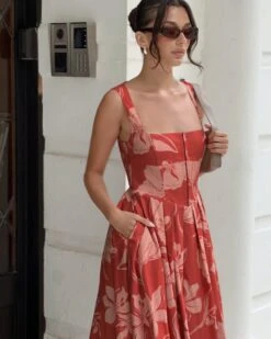 Juliana Dress-Print 10 Juliana Dress-Print -Twosisters The Label TS937 RP JulianaDressRedPrint Side