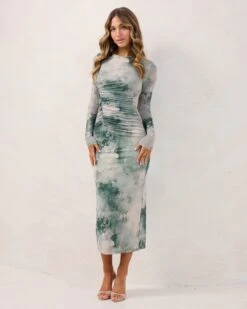 Addie Dress-Green Print
